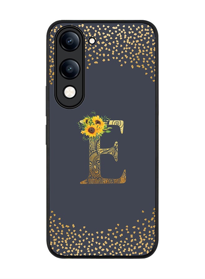 For vivo Y04 / Y29t 5G Case,Slim fit Camera Protection, Shockproof Thin Phone cover  - Custom Floral Monogram - E  (Grey )